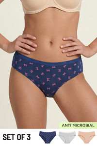 Zivame Regular Rise Full Coverage Hipster Panty (Pack of 3) - Multicolor — thumbnail 1